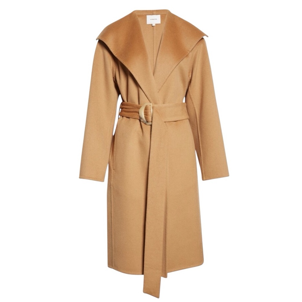 NWT Vince Drape Neck Belted Wool & Cashmere Coat
